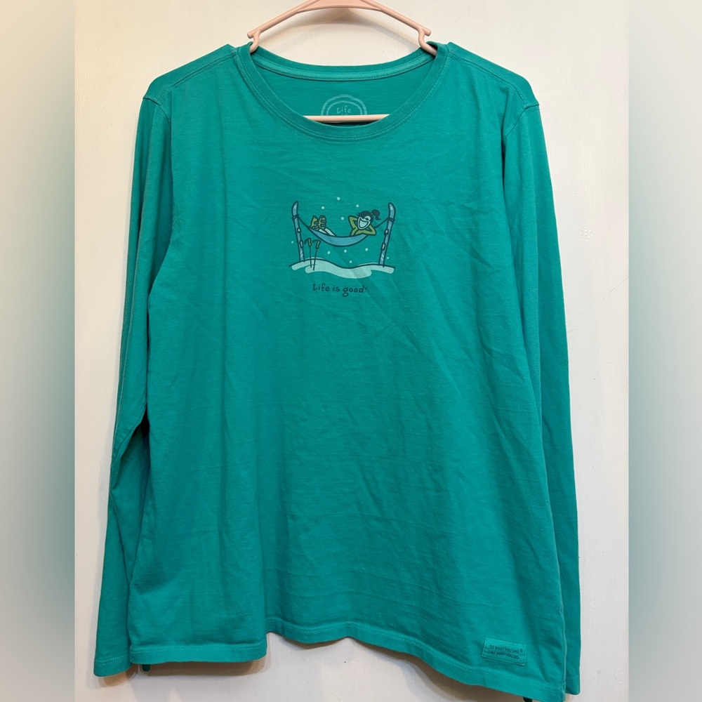 Life Is Good Turquoise Long Sleeve Tee